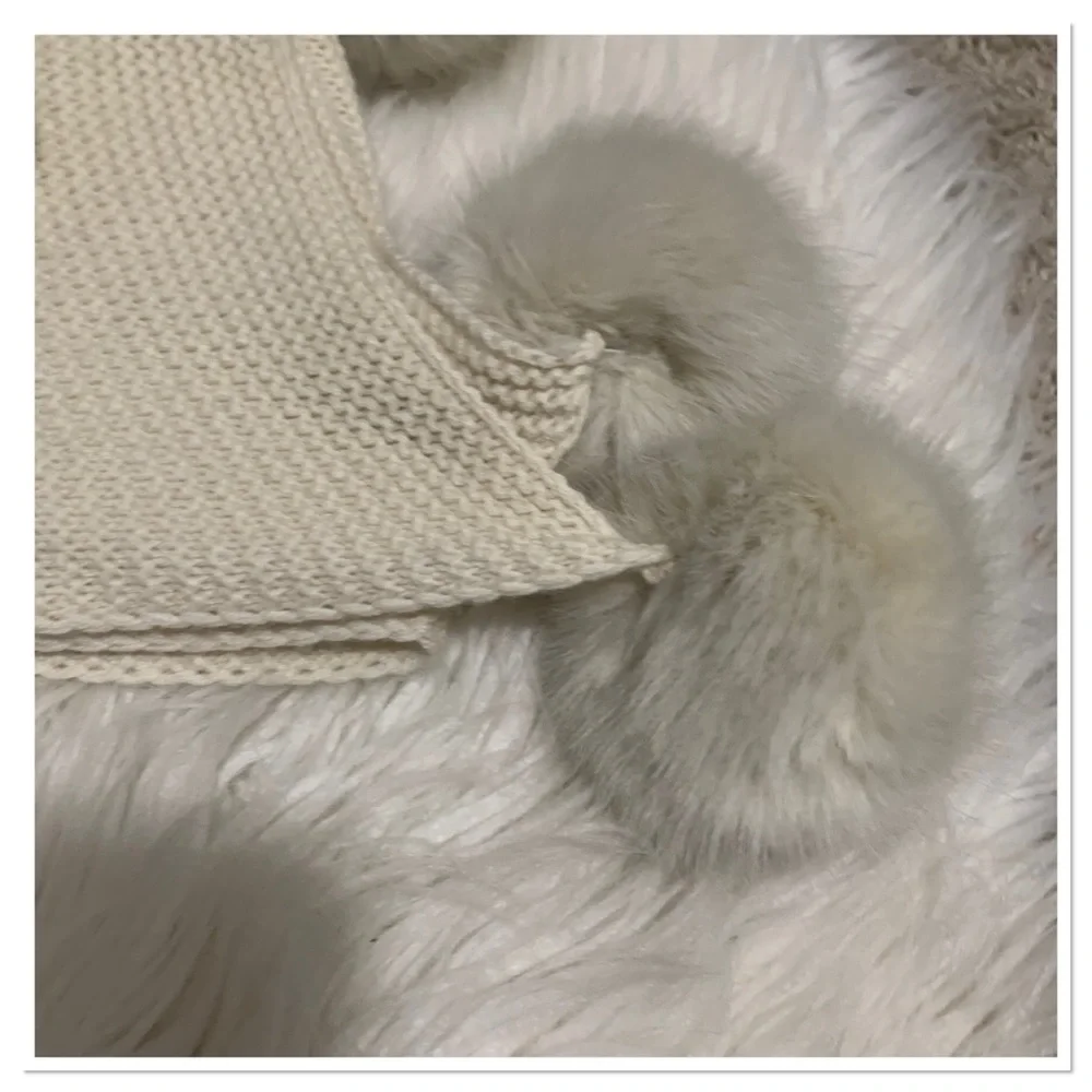 RH Cashmere Wool Scarf And Gloves With Ultra Faux Fur Trim Ivory One Size